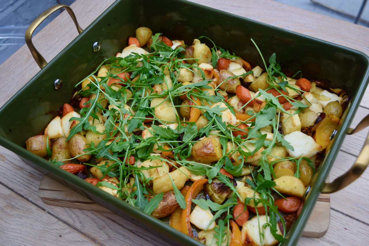 Honey Roasted Roots with Halloumi recipe from Lucy Loves Food Blog