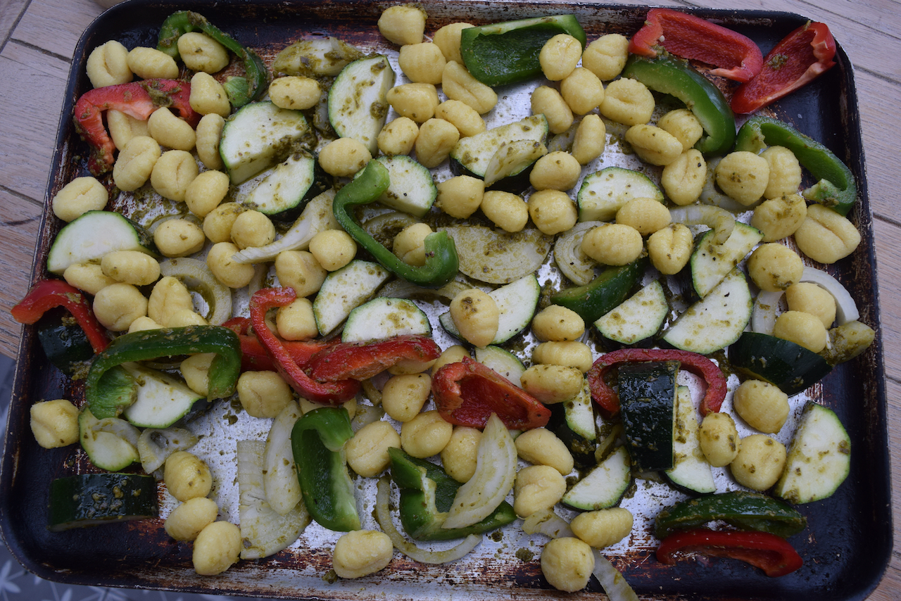 Roasted Gnocchi with Sausage Traybake recipe from Lucy Loves 