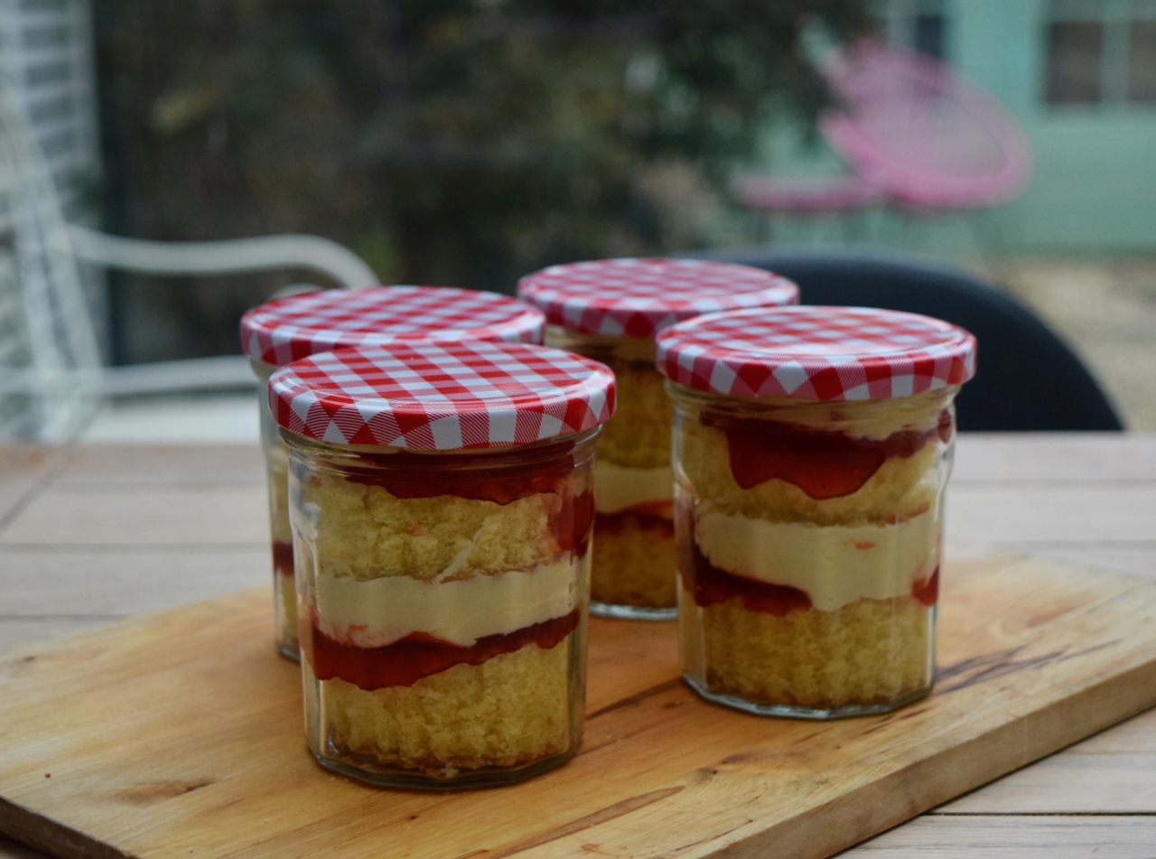 Victoria Sponge Cake Jars recipe from Lucy Loves Food Blog