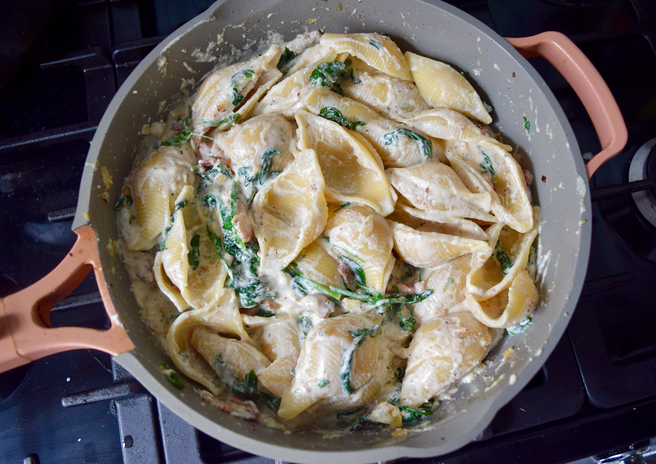 Pasta with Bacon, Spinach and Ricotta recipe from Lucy Loves Food Blog