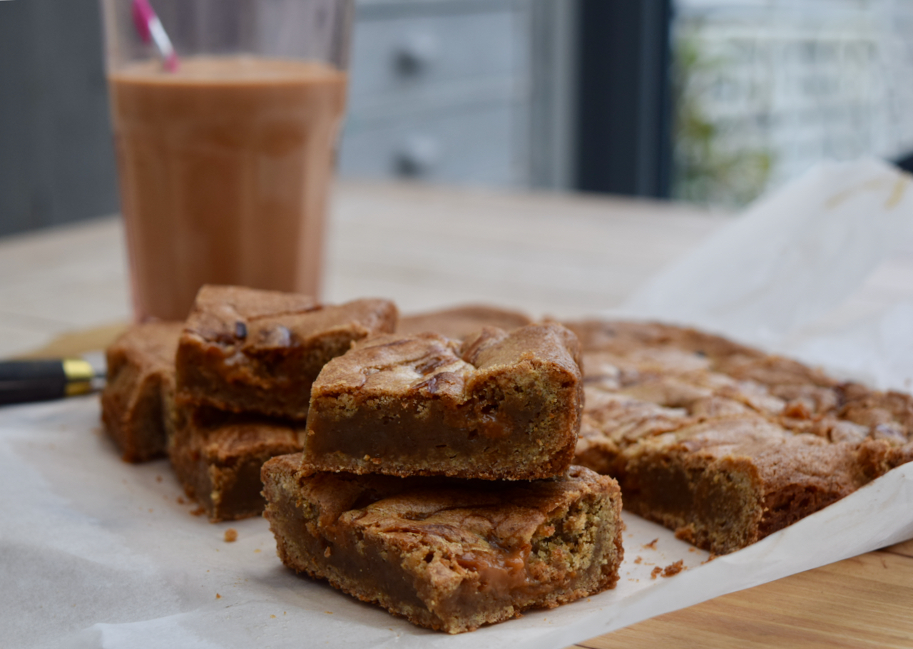 Caramel Coffee Blondies recipe from Lucy Loves Food Blog