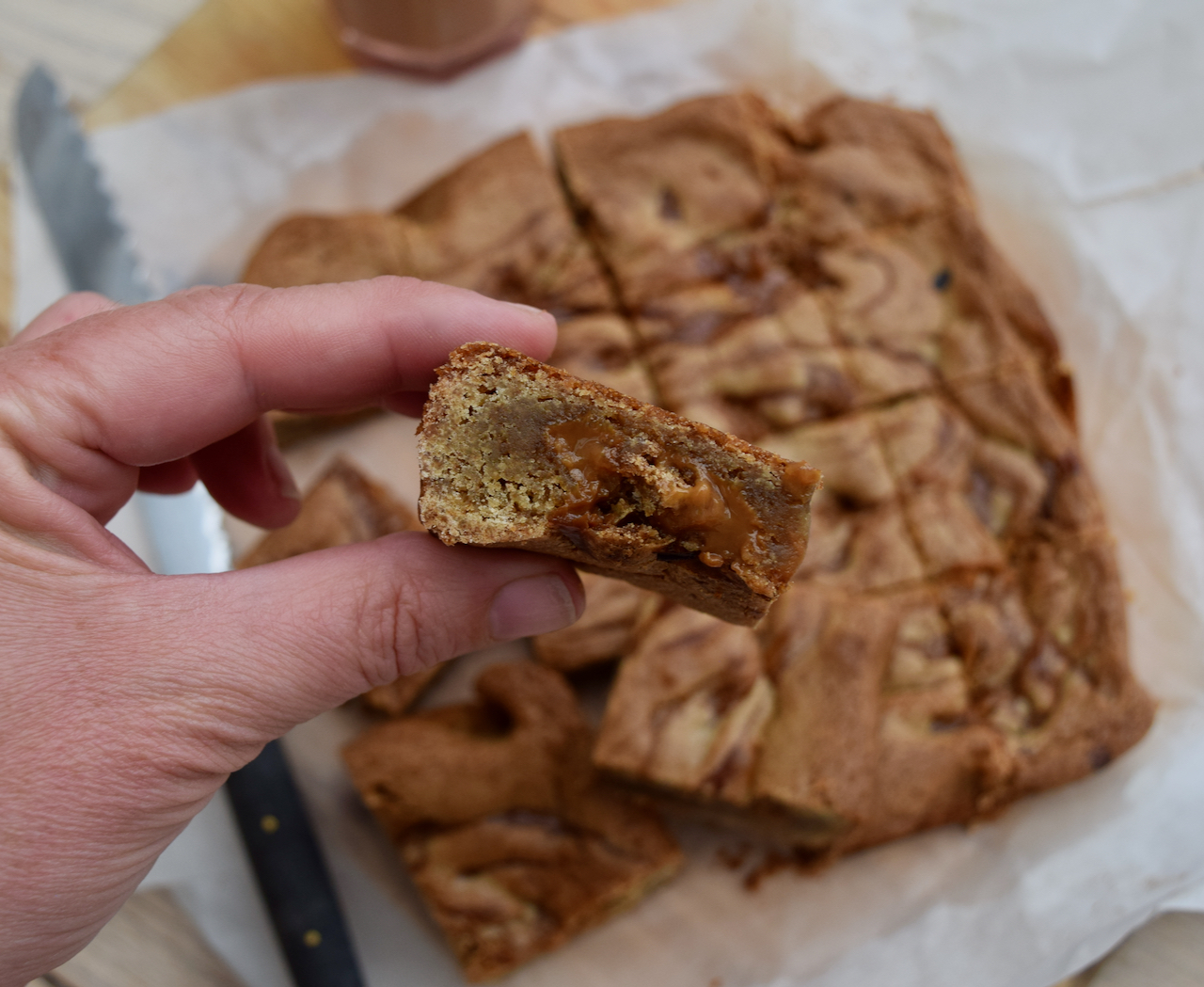 Caramel Coffee Blondies recipe from Lucy Loves Food Blog
