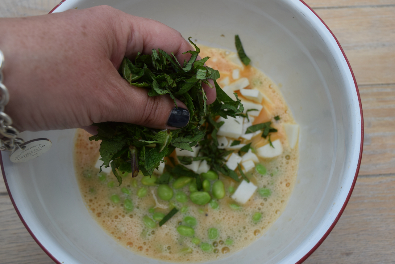 Halloumi Edamame and Mint Frittata from Lucy Loves Food Blog