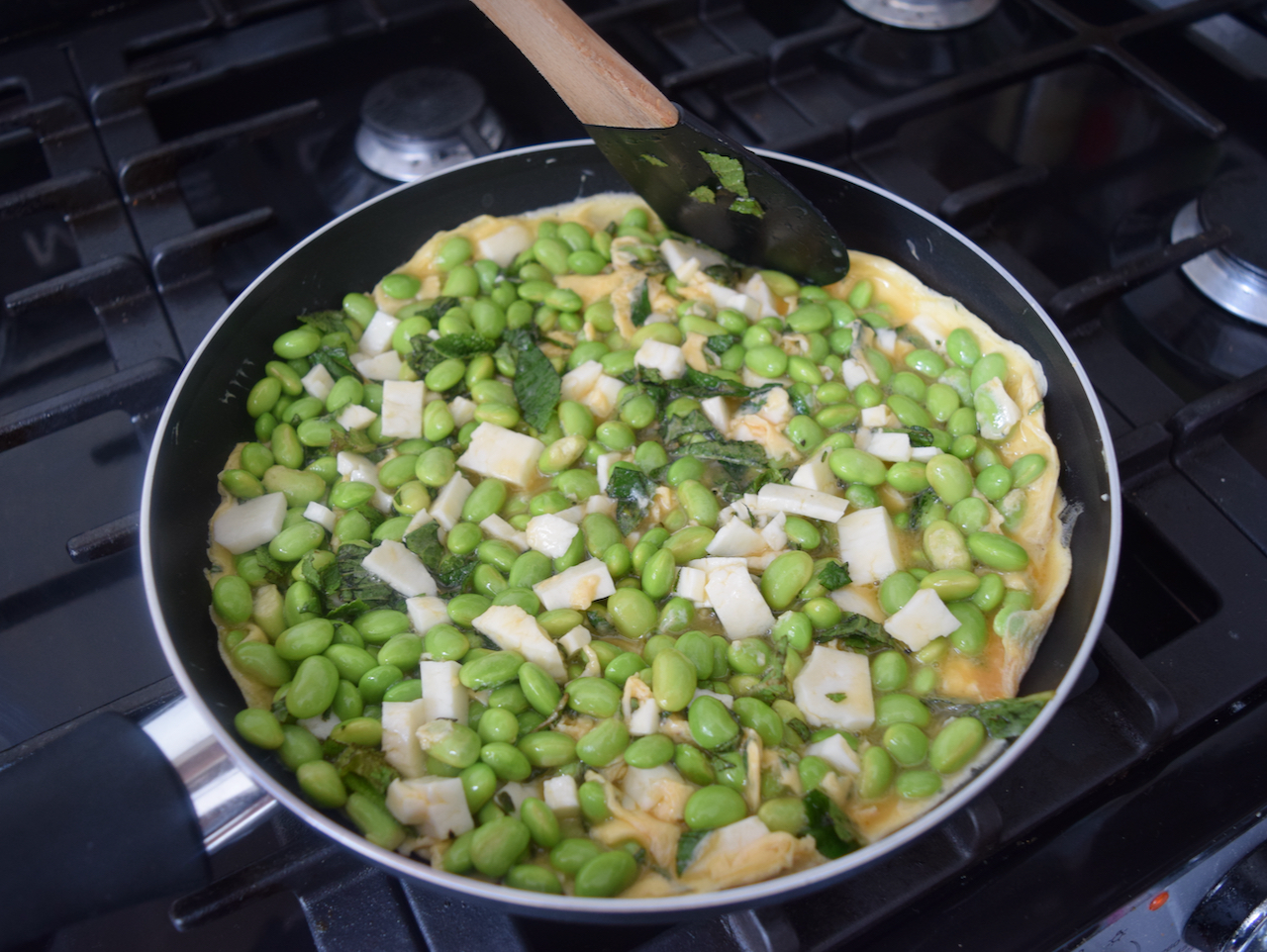 Halloumi Edamame and Mint Frittata from Lucy Loves Food Blog