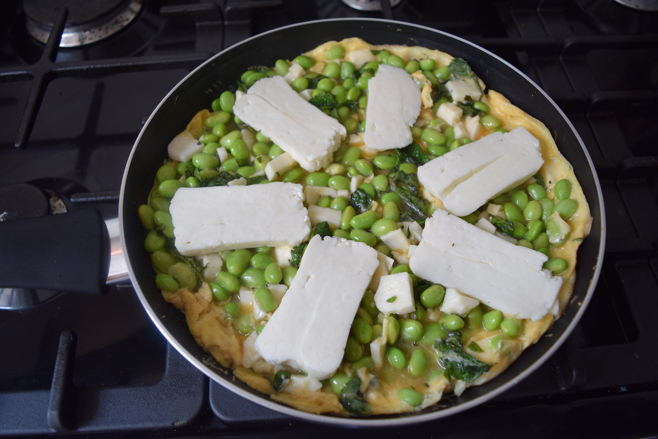 Halloumi Edamame and Mint Frittata from Lucy Loves Food Blog