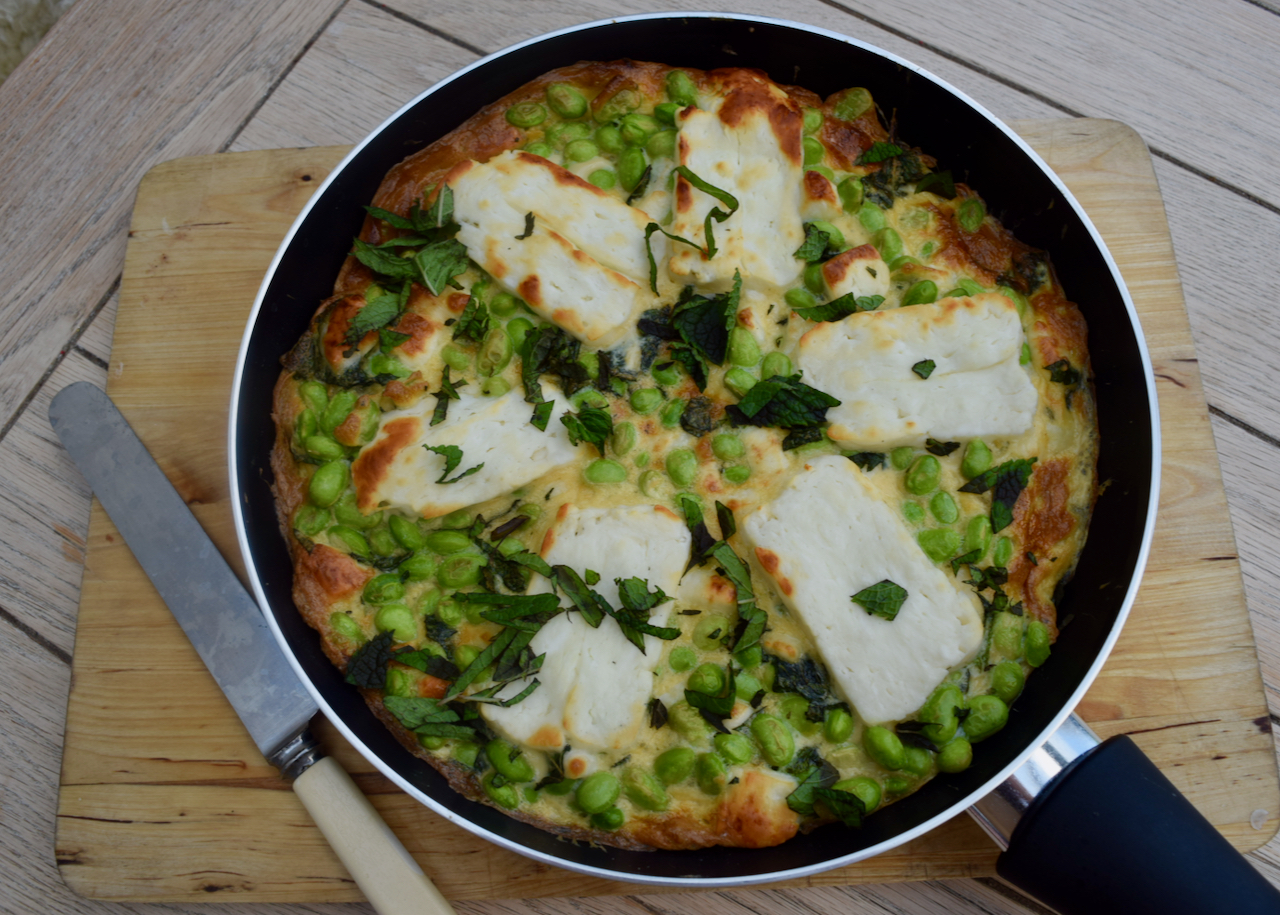 Halloumi Edamame and Mint Frittata from Lucy Loves Food Blog