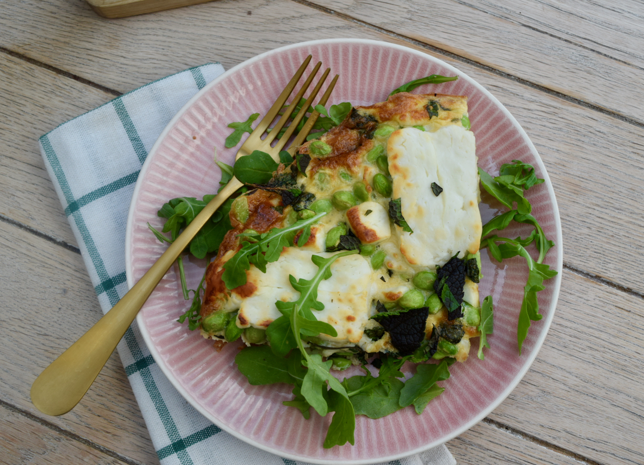 Halloumi Edamame and Mint Frittata from Lucy Loves Food Blog