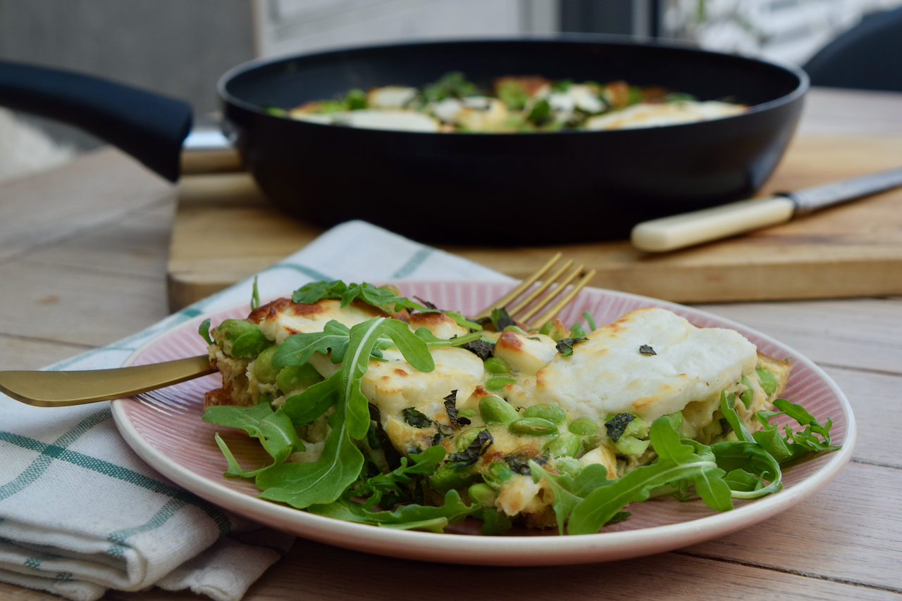 Halloumi Edamame and Mint Frittata from Lucy Loves Food Blog