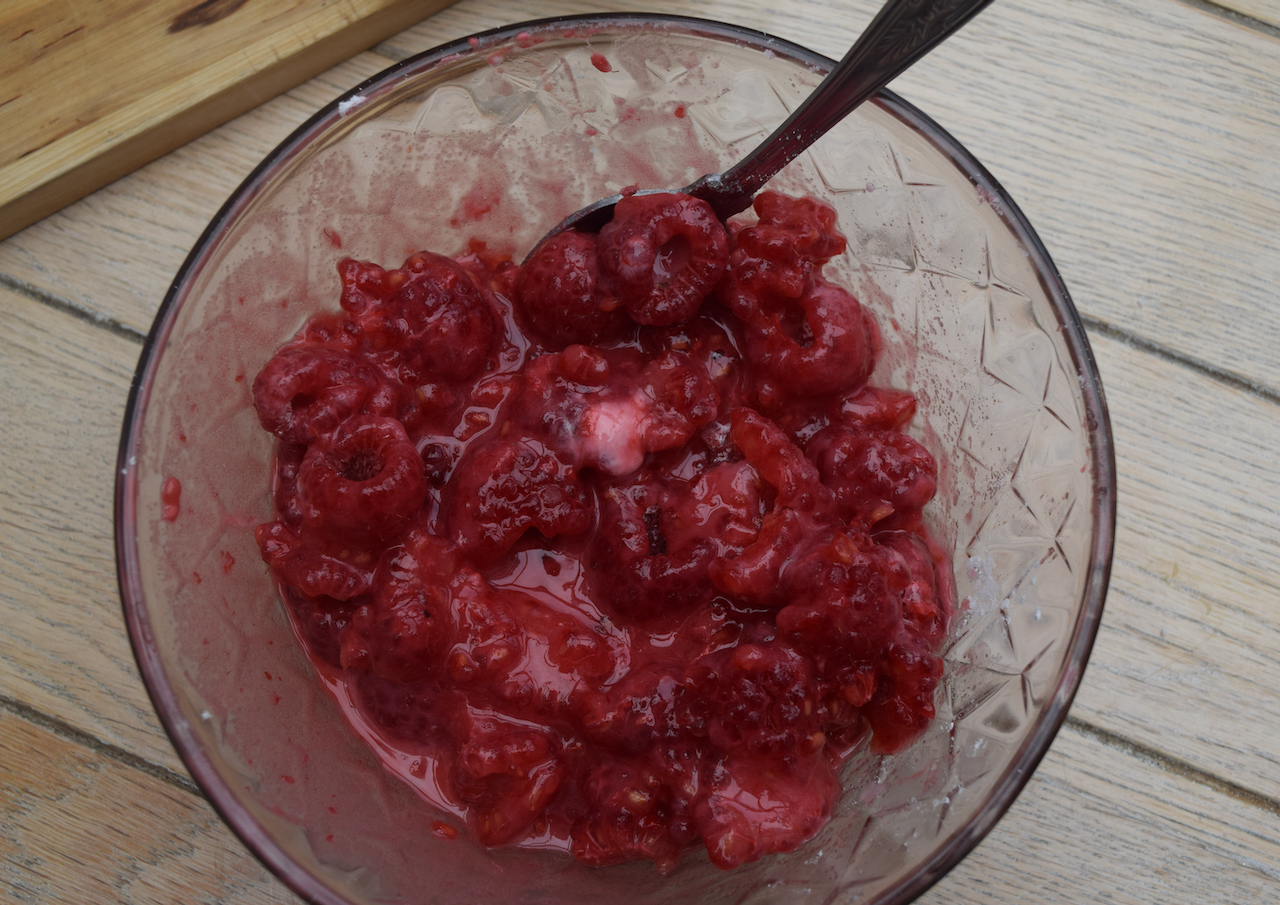 Raspberry Almond Streusel Squares from Lucy Loves Food Blog