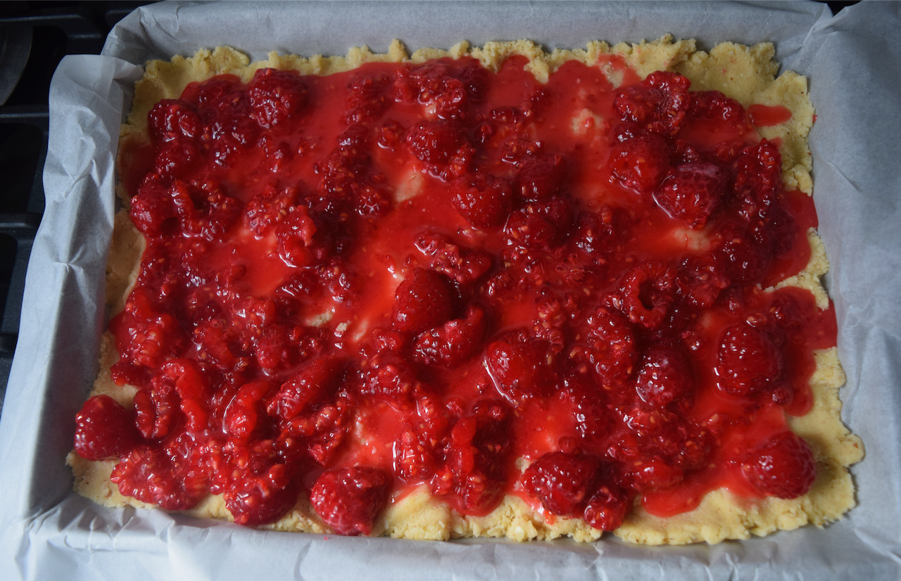 Raspberry Almond Streusel Squares from Lucy Loves Food Blog