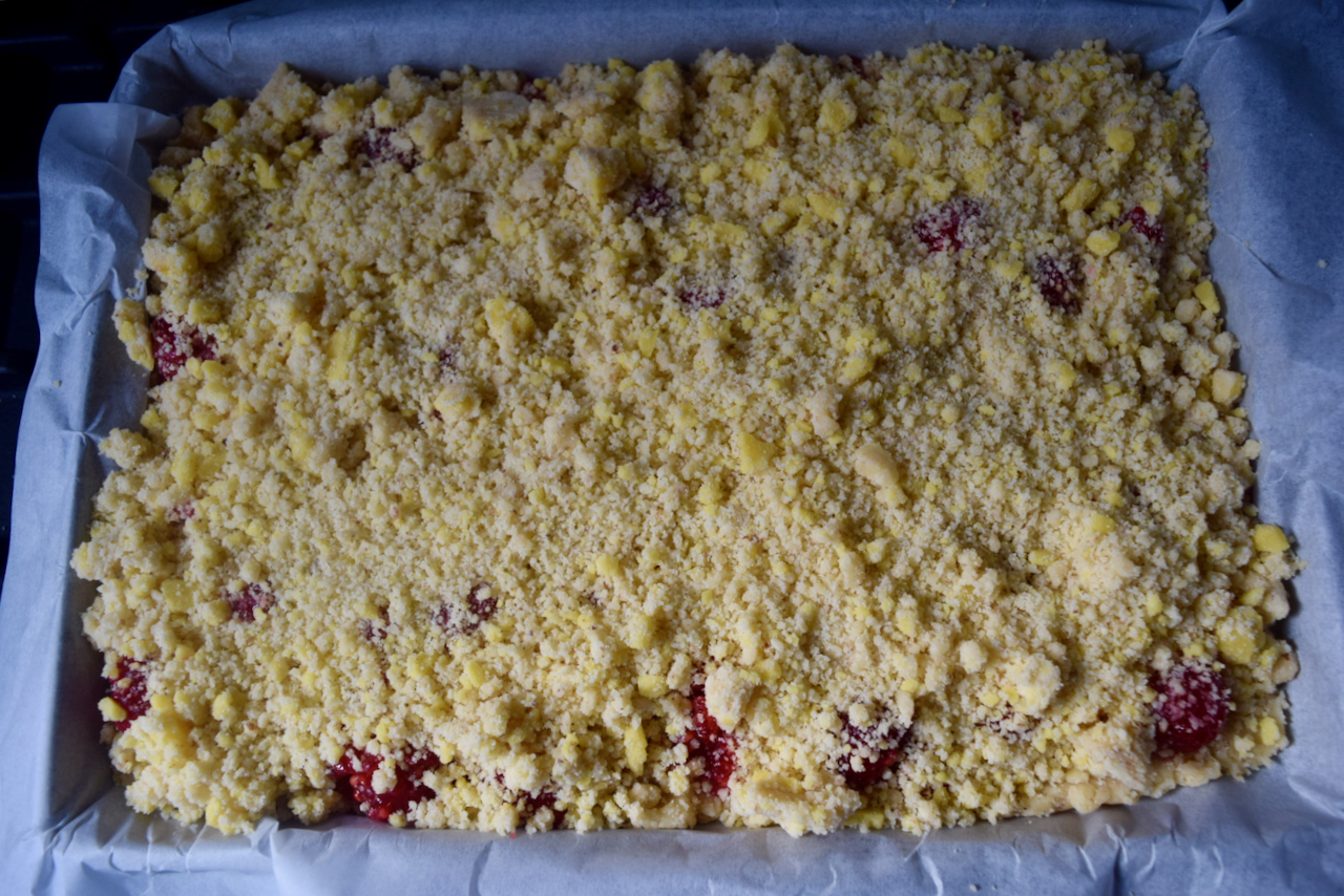 Raspberry Almond Streusel Squares from Lucy Loves Food Blog