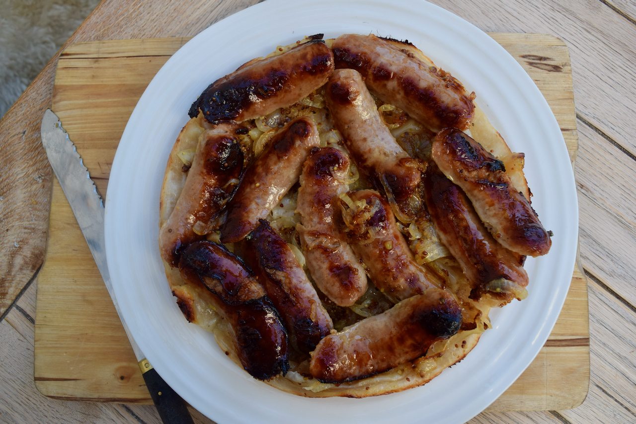 Sausage and Onion Upside Down Tart from Lucy Loves Food Blog