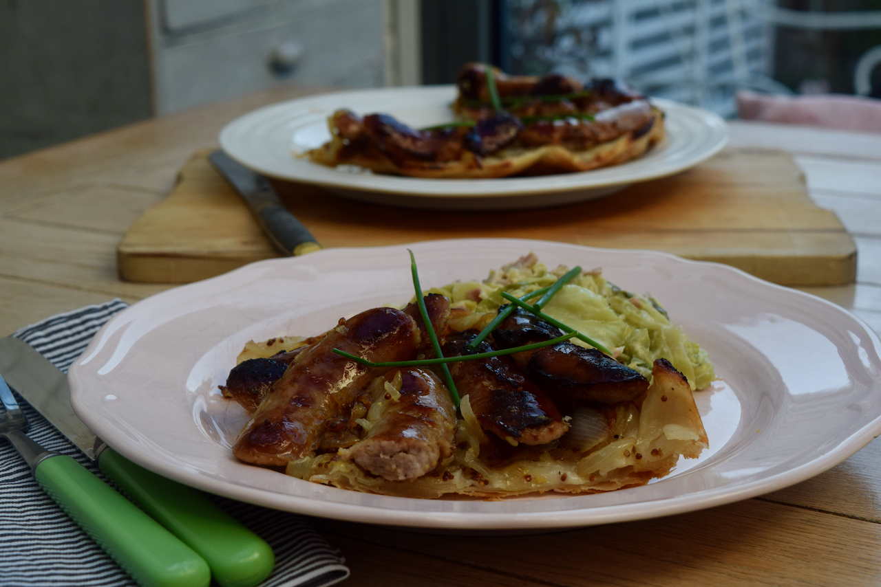 Sausage and Onion Upside Down Tart from Lucy Loves Food Blog