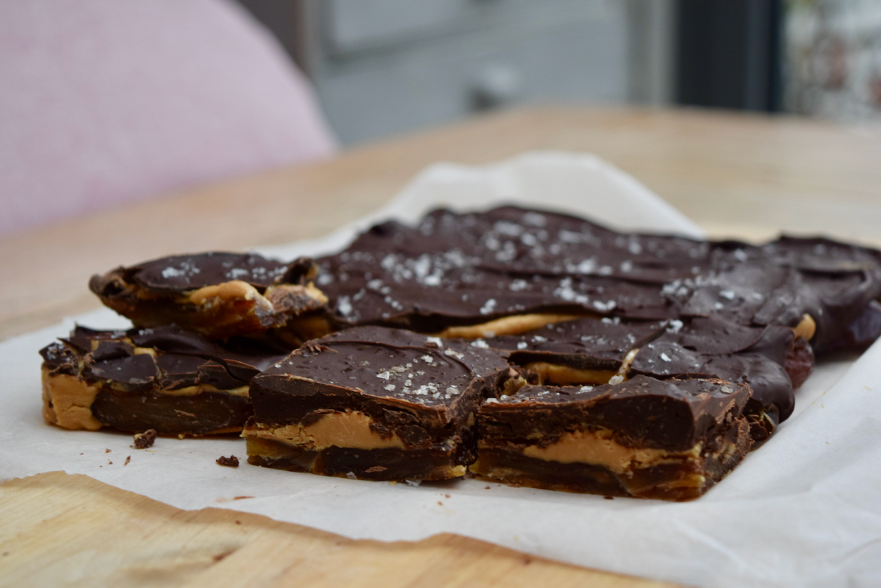 Date Chocolate and Peanut Butter Bark from Lucy Loves Food Blog