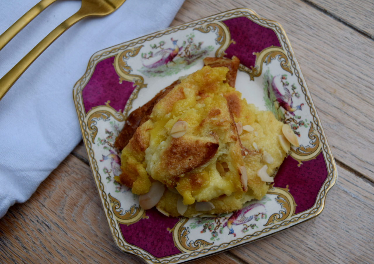 Marzipan Amaretto Brioche Pudding from Lucy Loves Food Blog