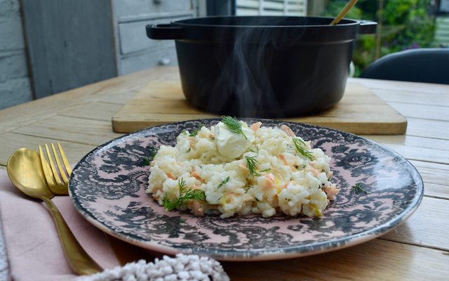 Oven Baked Smoked Salmon Risotto