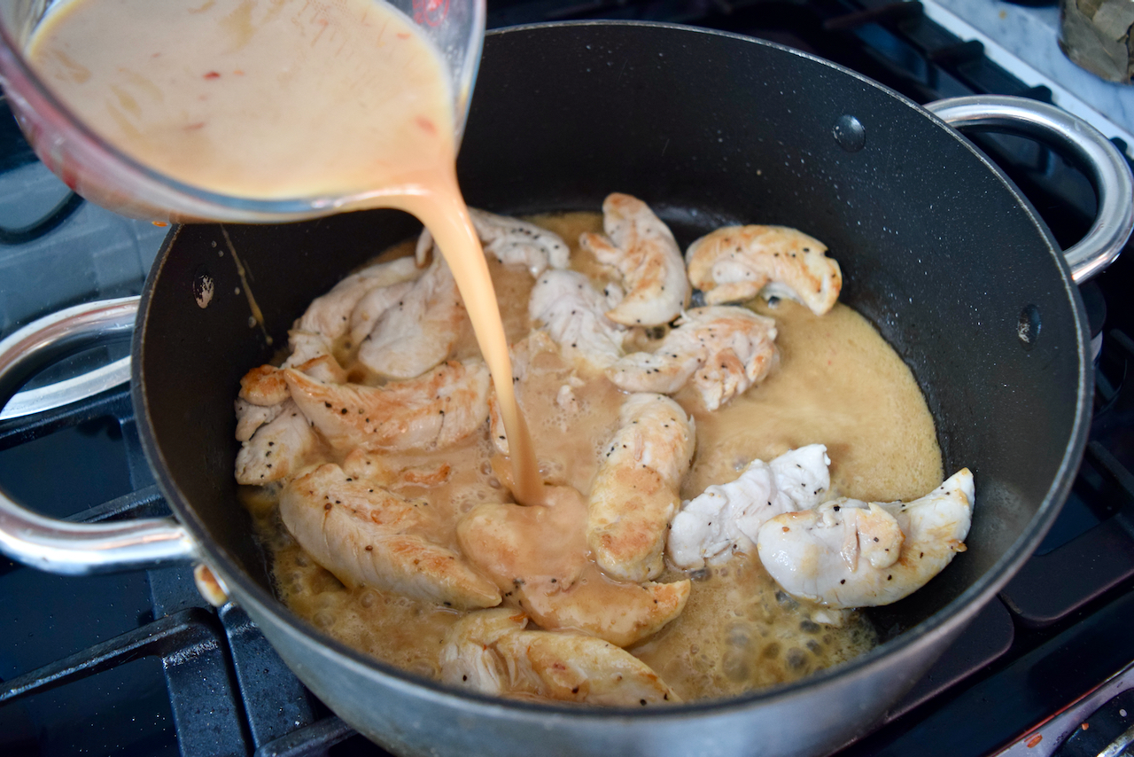 One Pot Chicken Satay Noodles recipe from Lucy Loves Food Blog