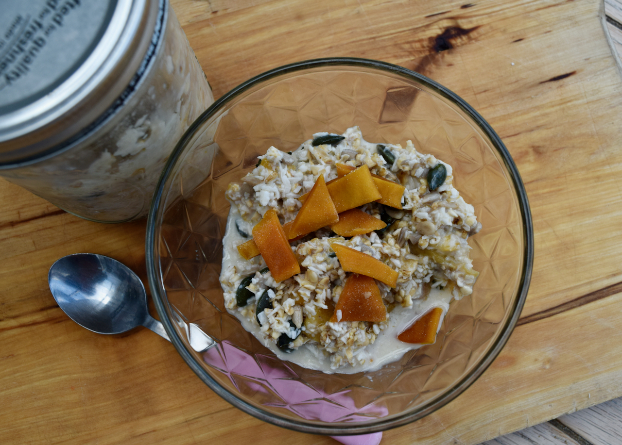 Mango Coconut Overnight Oats recipe from Lucy Loves Food Blog