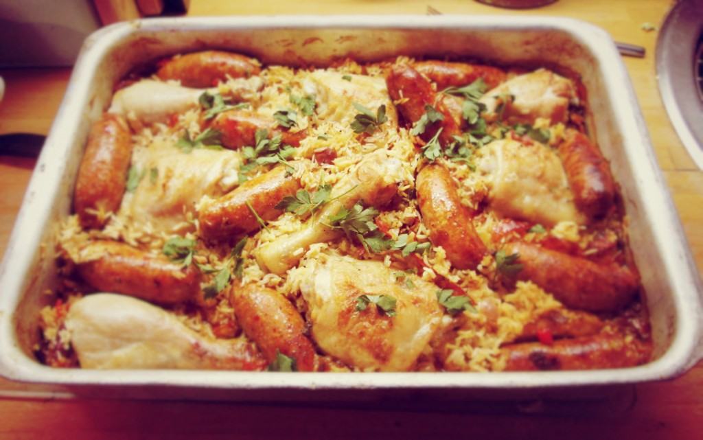 Chicken,sausages and chorizo one pot recipe Lucy Loves food blog